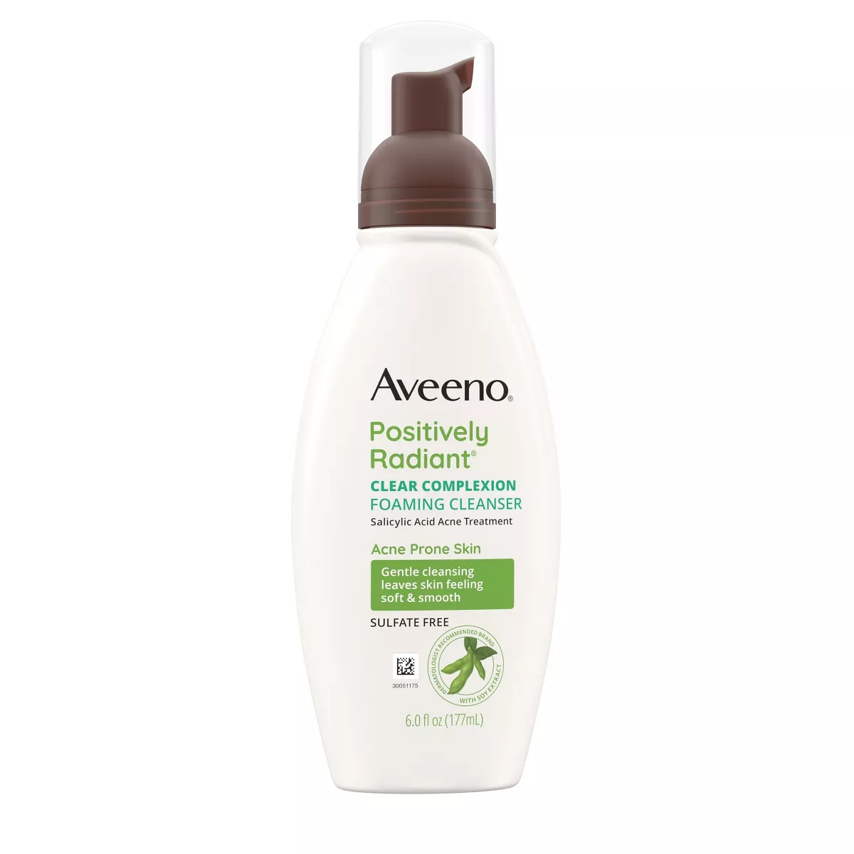 Aveeno Clear Complexion Foaming Oil-Free Facial Cleanser With Soy Extract U0026#38; Salicylic Acid for Acne-Prone Skin - 6 Fl Oz
