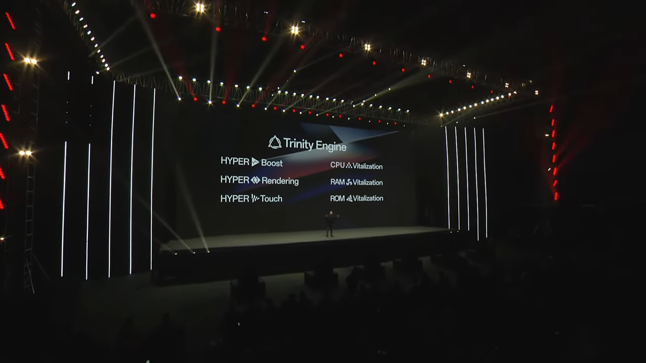 Screengrab form OnePlus 12 launch event detial the new Trinity Engine system