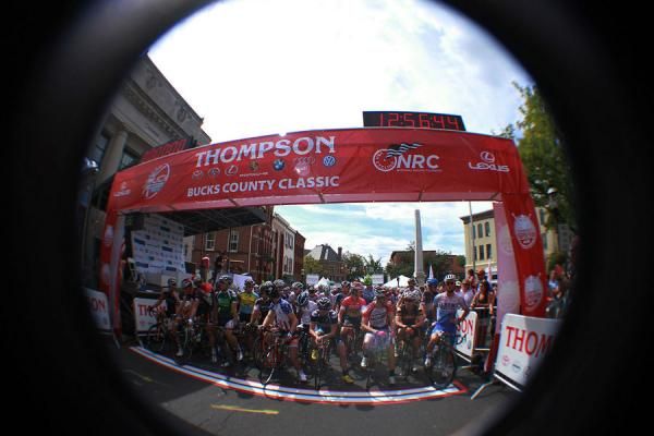 The start line was filled with eager riders at the premiere of the Thompson Bucks County Classic this morning