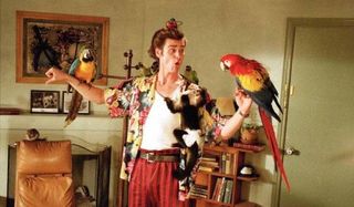 Ace Ventura: Pet Detective Jim Carrey surrounded by animal pals