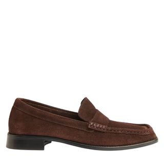 Whistles Chocolate Mora Suede Square Toe Loafer