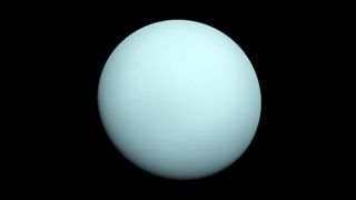 An image of the planet Uranus taken by NASA's Voyager 2 spacecraft in 1986.