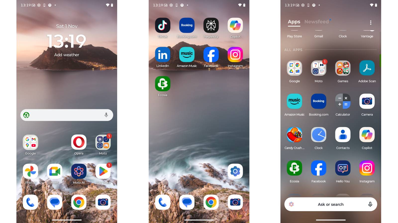 The Motorola Edge 70&#039;s software immediately upon booting up the device.
