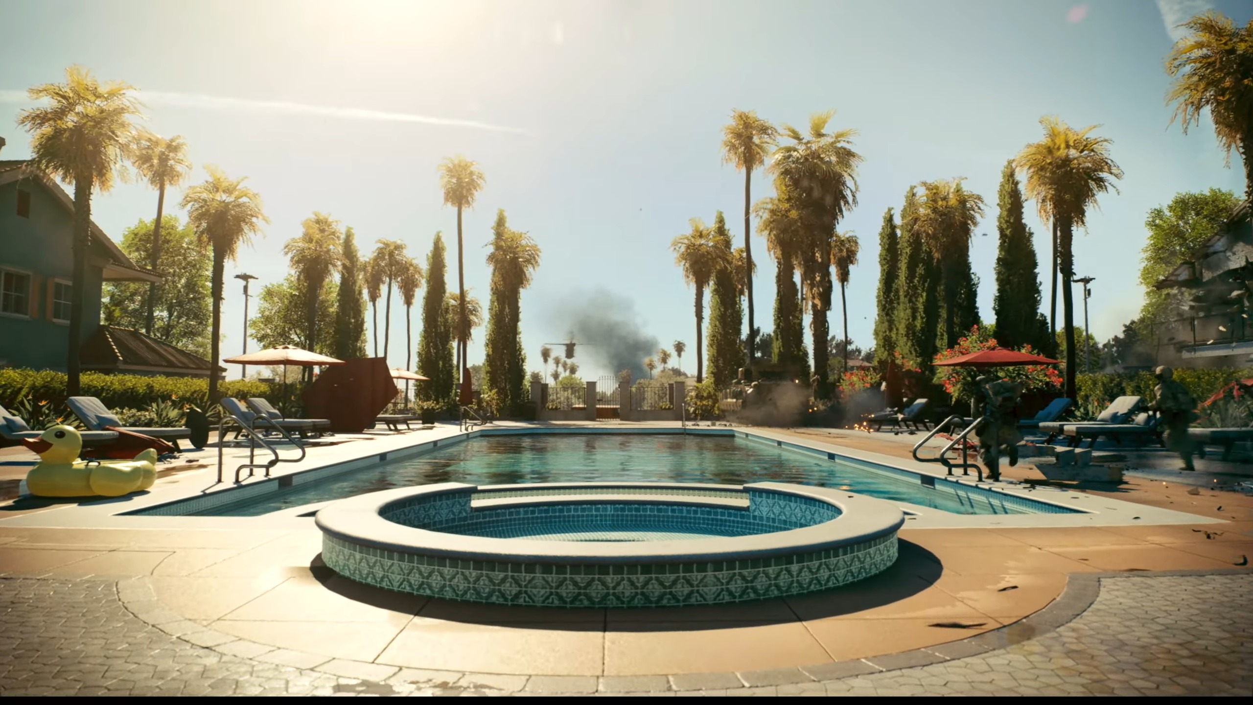 Battlefield 6 teaser showing poolside battle