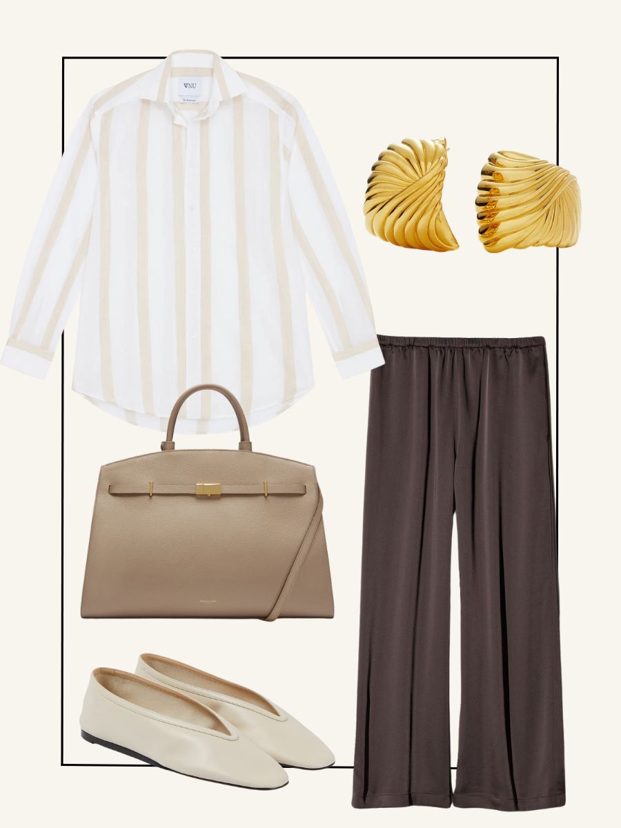 satin trouser outfit build
