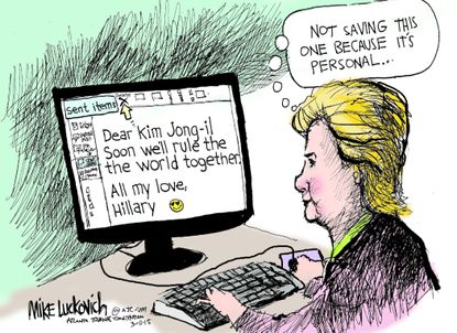Political cartoon US. Hillary Clinton email
