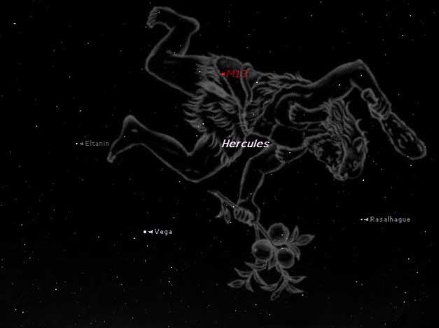 Hercules Constellation Sky Map