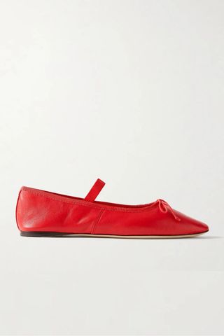 Leonie Bow-Embellished Leather Flats