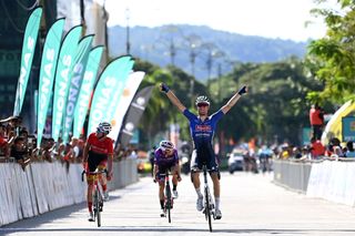  Sjoerd Bax of the Netherlands and Team AlpecinDeceuninck celebrates winning stage 7 of the 2022 Tour de Langkawi