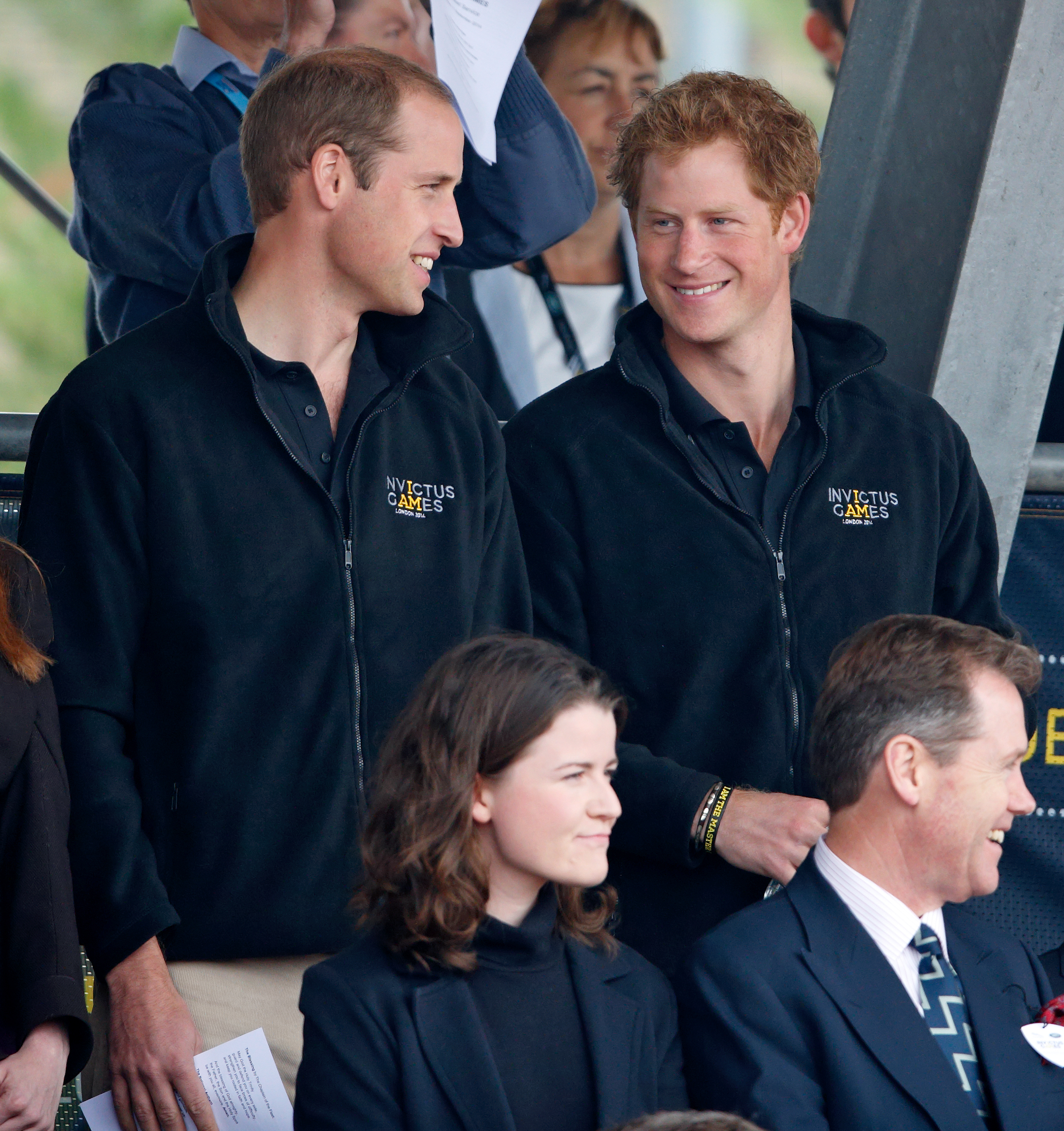 Prince William and Prince Harry wear black fleece jackets at the Invictus Games 2014