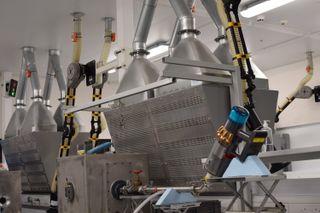 A photos of a Dyson filtration testing unit