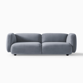 chunky blue gray sofa