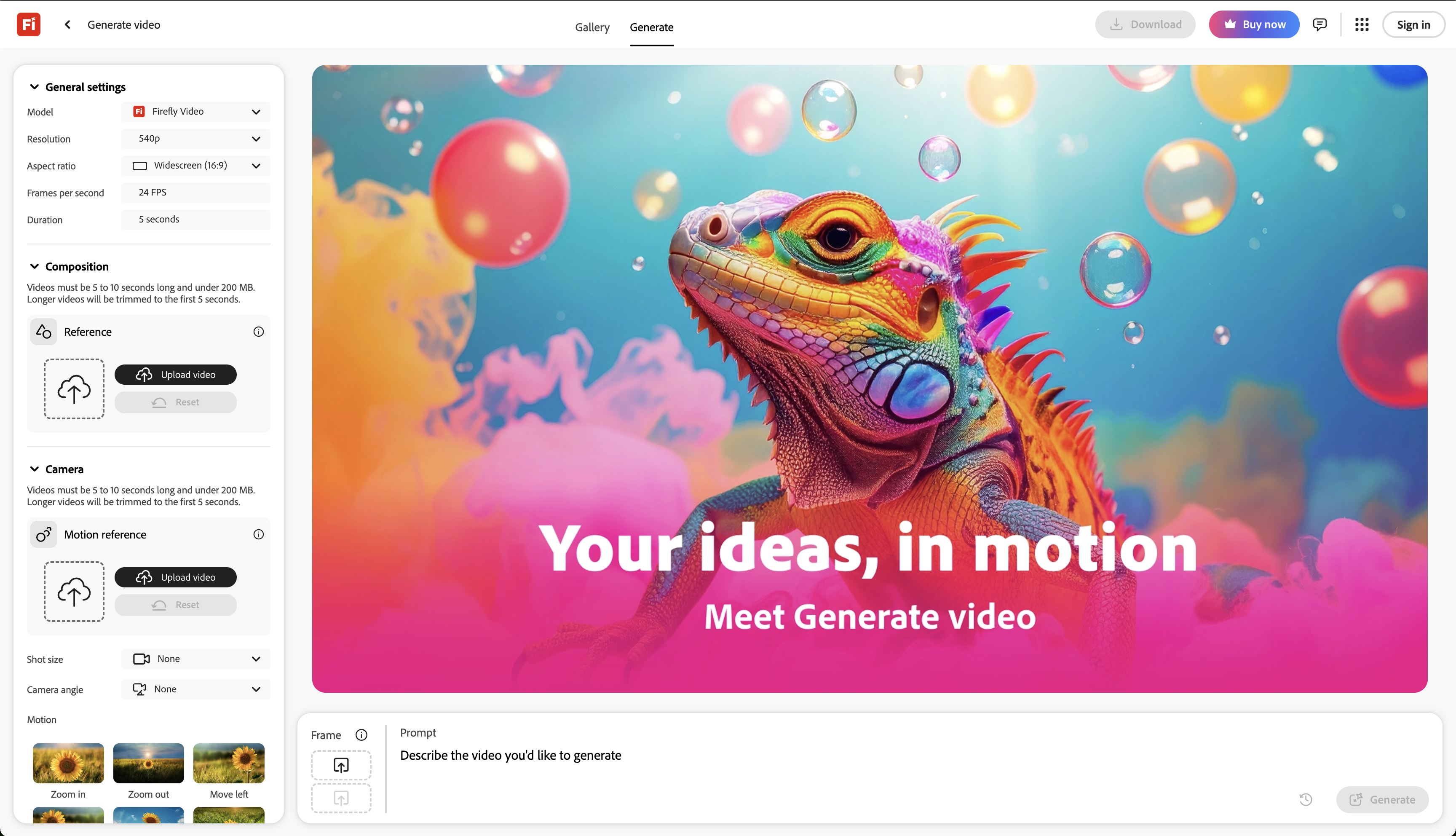 Adobe Firefly can animate still images for free