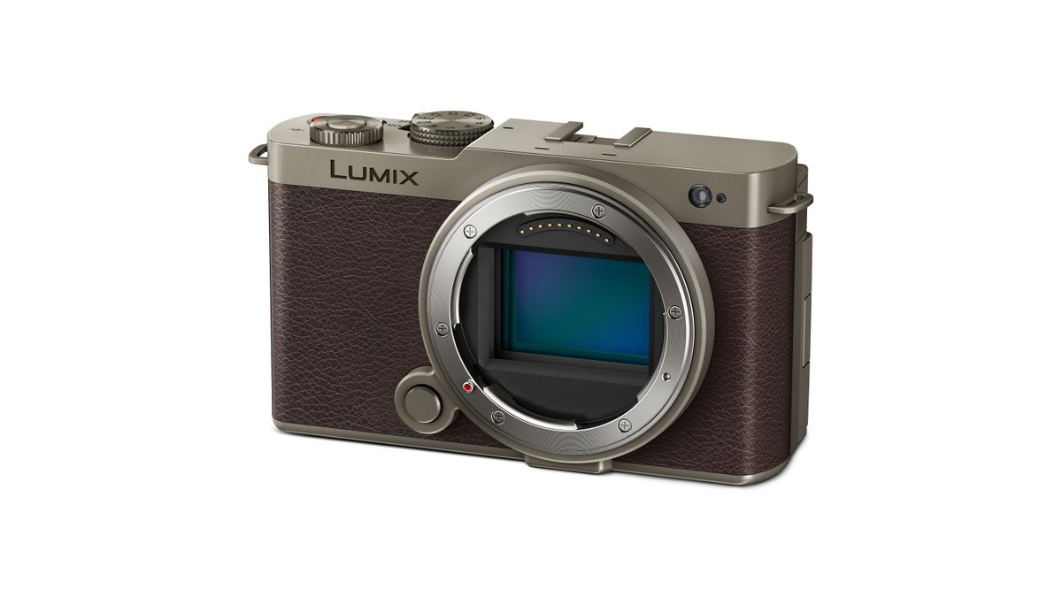 Panasonic Lumix S9 Titanium Gold against a white background
