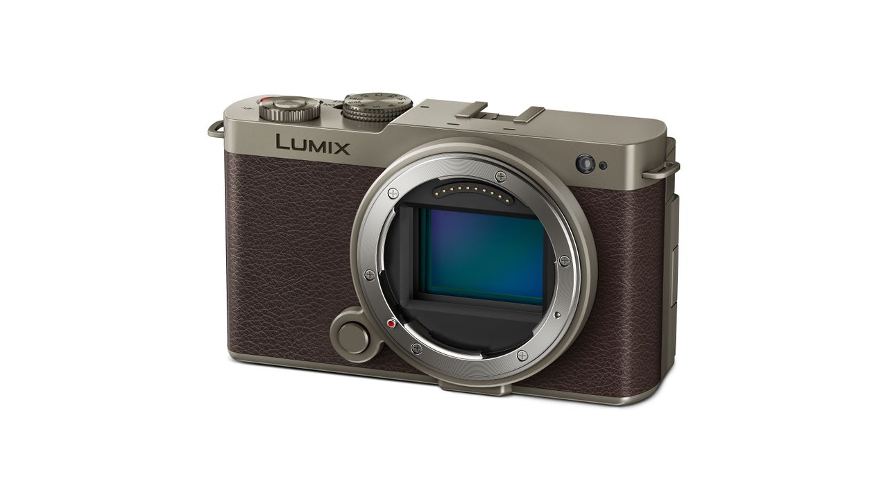Panasonic Lumix S9 Titanium Gold against a white background