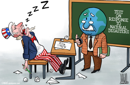 Political Cartoon U.S. emergency preparedness&nbsp;