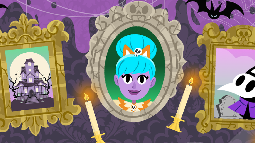 An image of several spooky pictures hung up in a haunted halloween mansion for Dames 4 Games.