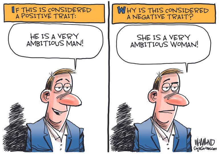 Editorial Cartoon World women men ambition sexism