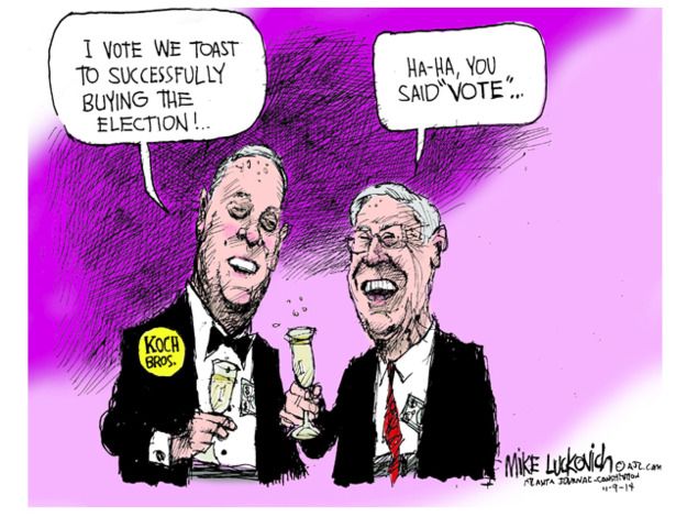 Political cartoon Koch brothers midterm election