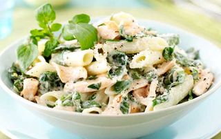 Penne-with-salmon-watercress