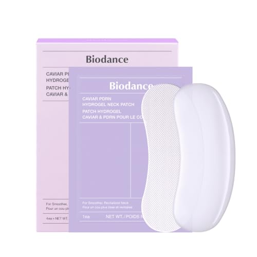 Biodance Caviar Pdrn Hydrogel Neck Patches for Neck Creases, 4ea | Neck Wrinkle Patches, Caviar Pdrn Neck Mask for Tech Neck Lines, Overnight Hydrogel Patch, Self Care Gifts, Korean Skin Care