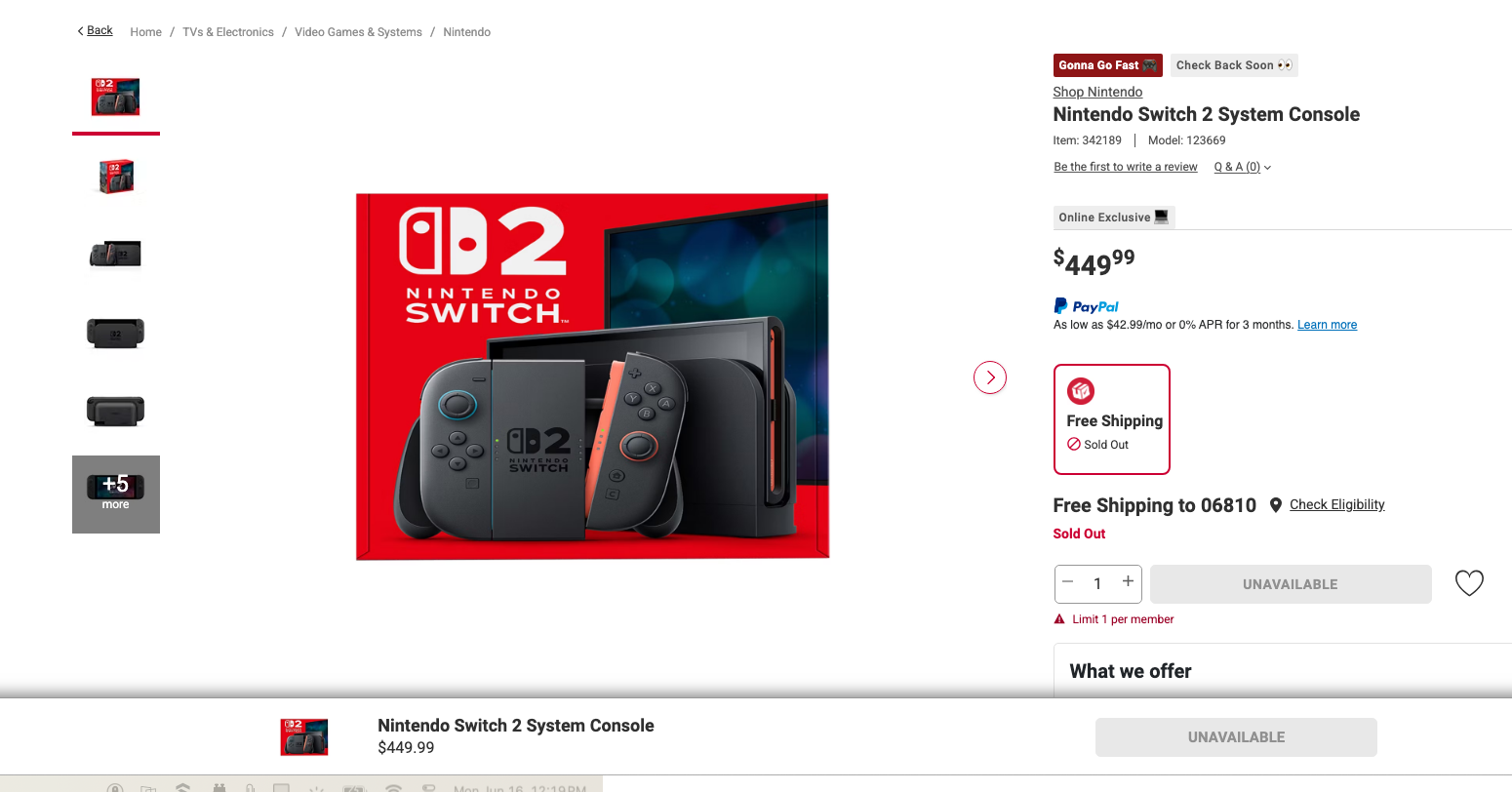 BJ's Switch 2 page