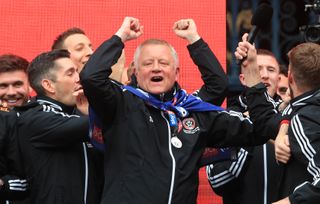 Sheffield United manager Chris Wilder (centre) undertakes his first game as a Premier League manager against Bournemouth