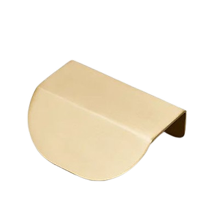 Plank brass edge pull handle on white backgroud