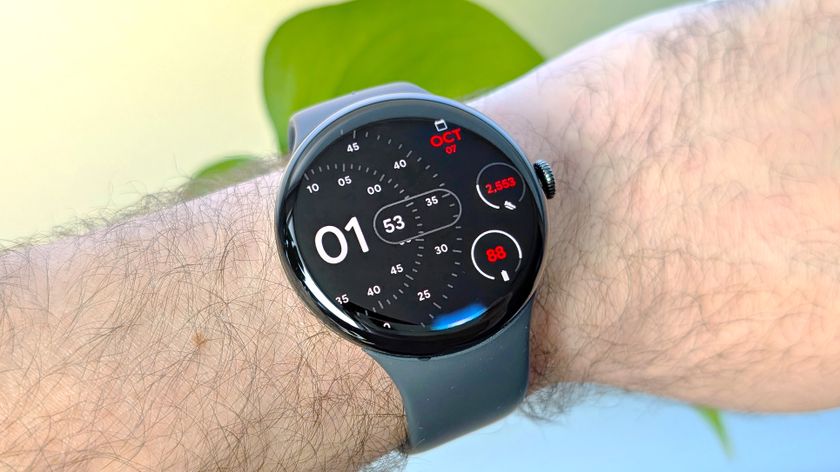 Close-up of the Google Pixel Watch 4 in 45mm on a user&#039;s wrist with Gemini AI active