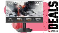 Koorui G2741L gaming monitor on a pink background