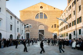 Lunar Ensemble for Uprising Seas, performance by Petrit Halilaj and Álvaro Urbano, April 21, 2023 at Ocean Space, Venice