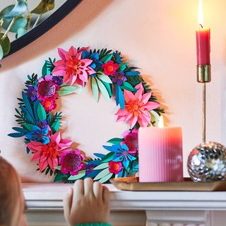 Christmas craft kit of making an origami paper flower wreath