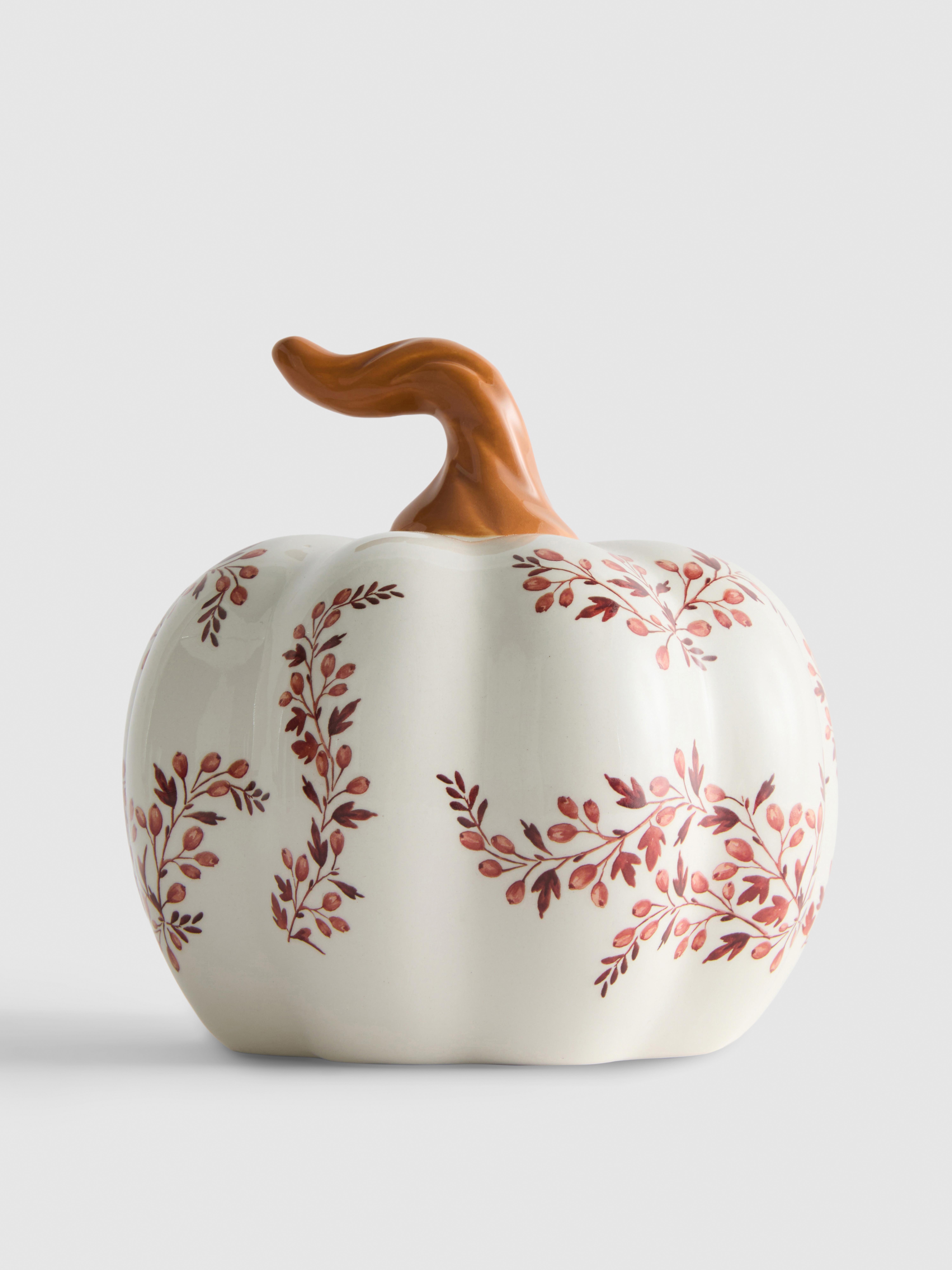 Floral Ceramic Pumpkin Decoration