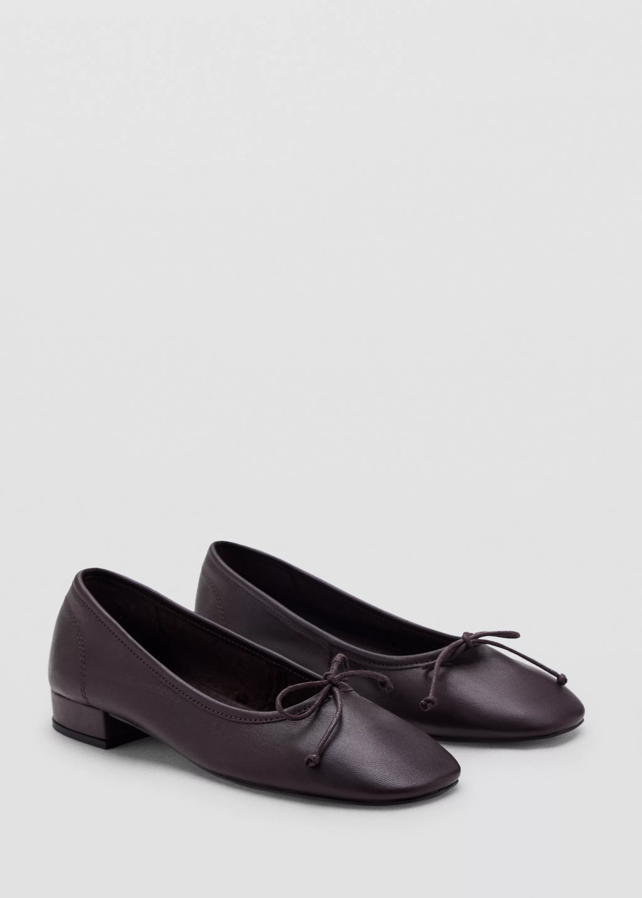 Heeled Ballet Flats With Leather Bow - Women | Mango United Kingdom