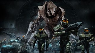 best Halo games: two Spartans overshadowed by a large enemy