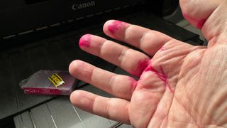 Printer ink on my hand by Canon Pixma Pro9000