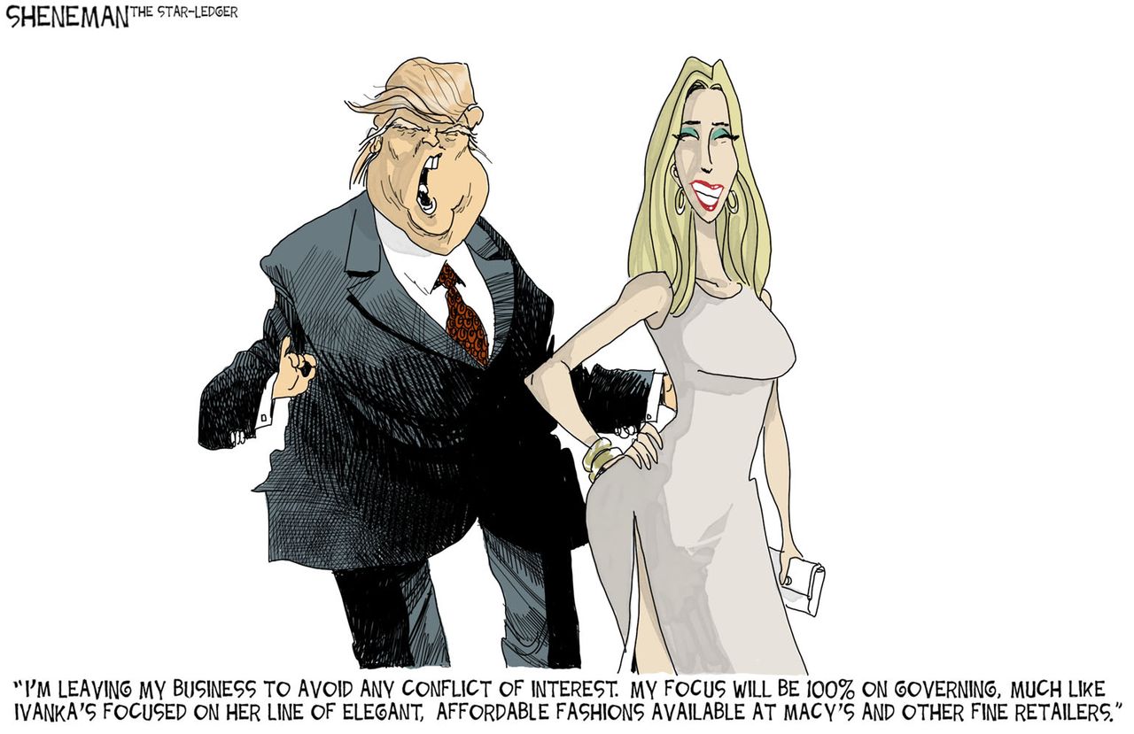 Political cartoon U.S. Donald Trump Ivanka fashion line