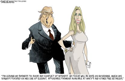 Political cartoon U.S. Donald Trump Ivanka fashion line