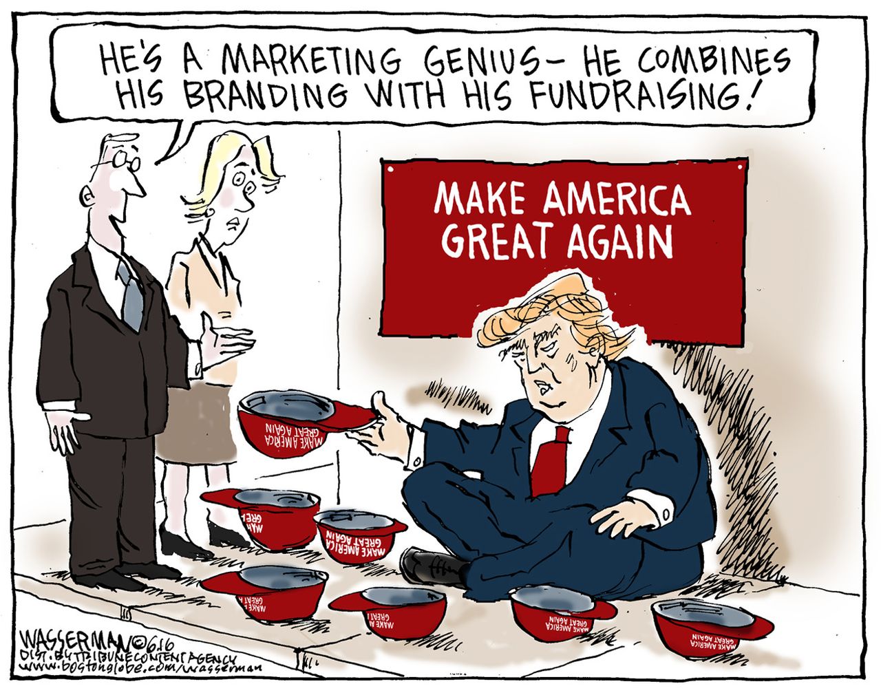 Political cartoon U.S. Trump campaign funding