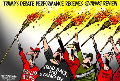 Political Cartoon U.S. Trump debate proud boys