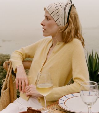 Freya Cashmere Cardigan -- Lemon Chiffon