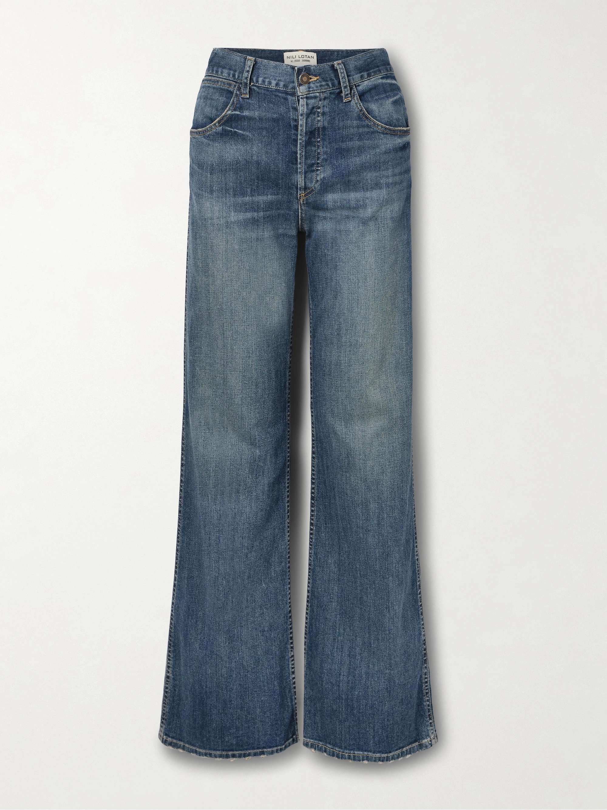 Terrell Frayed High-Rise Straight-Leg Jeans