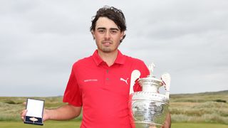 Jacob Skov Olesen with The Amateur trophy and medal