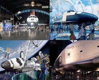 NASA has decided the final museum homes for its space shuttle fleet. Shuttle Discovery will go to the National Air and Space Museum’s Steven F. Udvar-Hazy Center, Chantilly, Va. (upper left); the shuttle test orbiter Enterprise will go to the Intrepid Sea