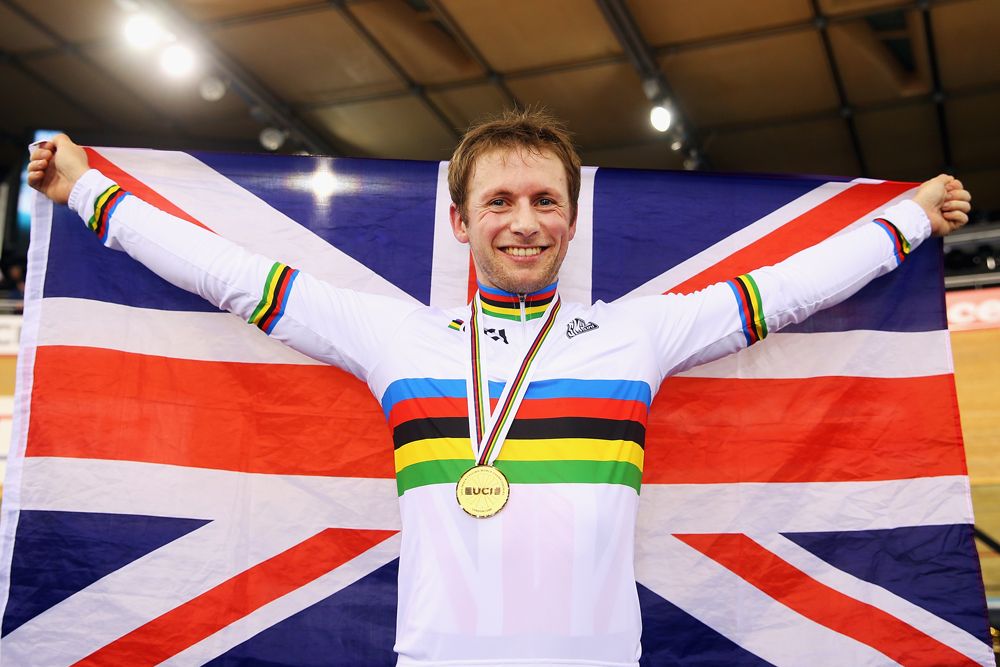 Jason Kenny in his latest rainbow jersey