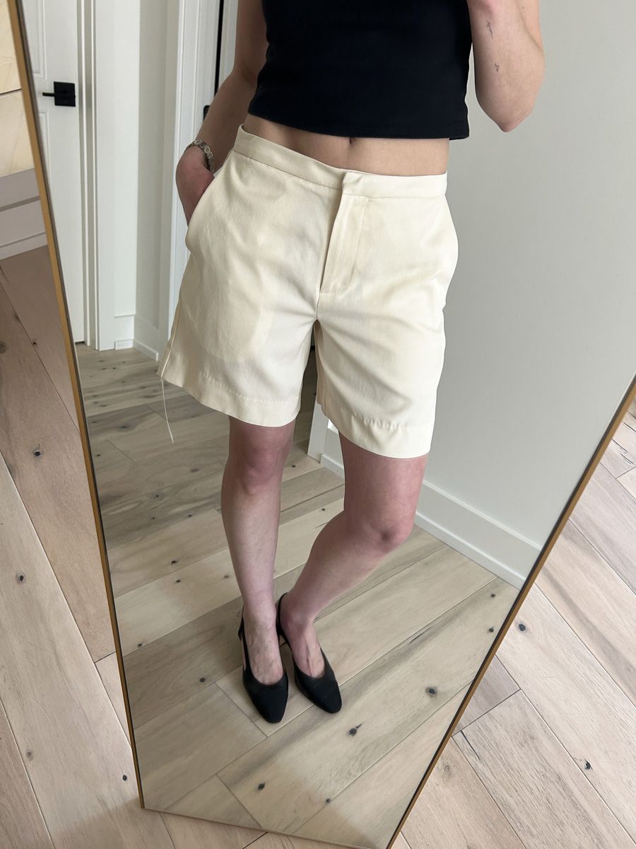 Reformation Darcy shorts try-on