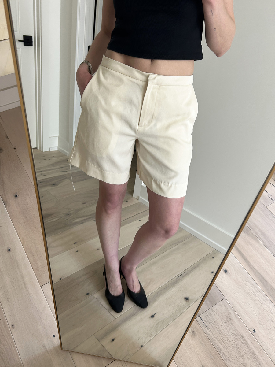 Reformation Darcy shorts try-on