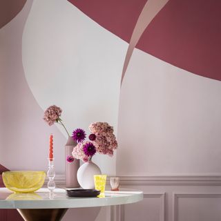 painted wall with pink and white pattern