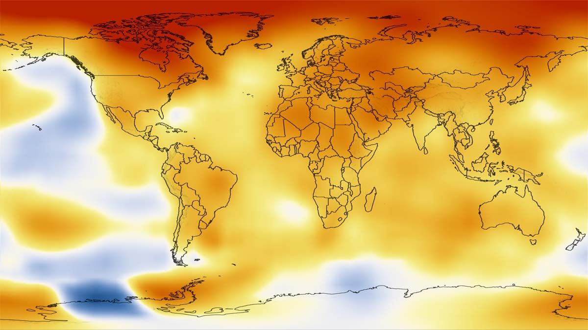 This map represents global temperature anomalies averaged from 2008 through 2012. 