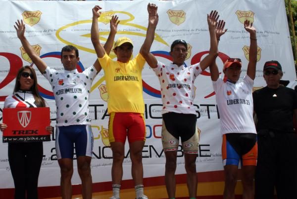 The jersey holders of the Vuelta al Ecuador after stage two